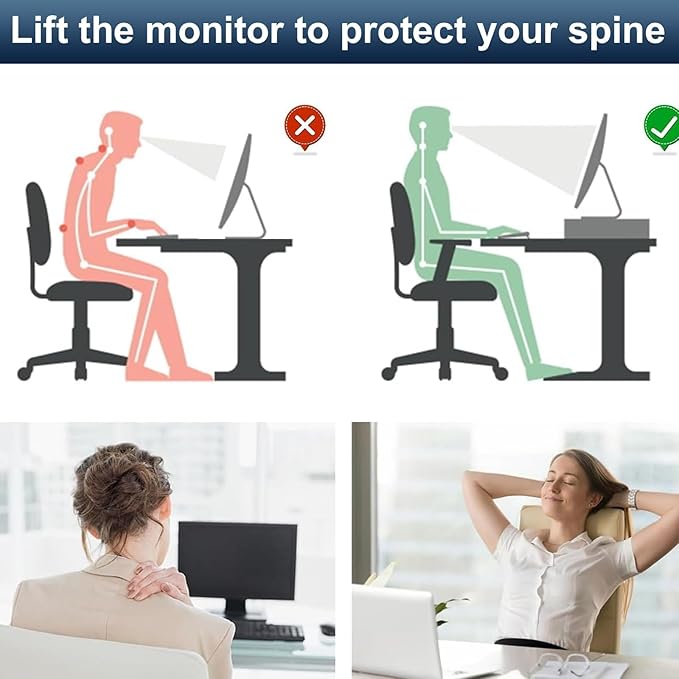 Spacrea Monitor Stand with Drawer and Pen Holder | Monitor Riser Desk - Image 6