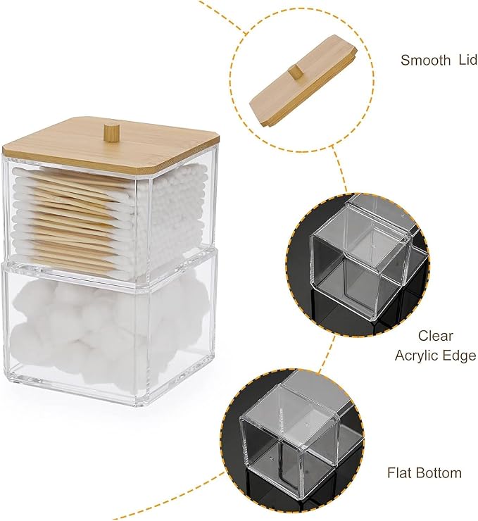 Hipiwe Clear Q-tip Dispenser Holder Acrylic Bathroom Containers - Image 4