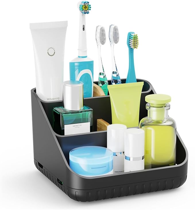 Toothbrush Holders for Bathrooms, 6 Slots, Detachable for Easy Clean, by Chintu