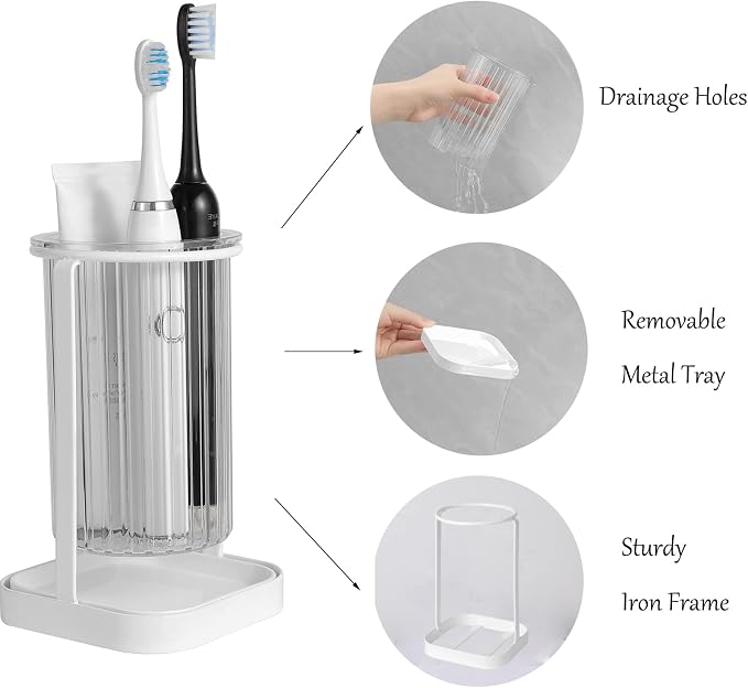 Toothbrush Holders with Drain Tray, Hanging Toothbrush and Toothpaste Holder - Image 2
