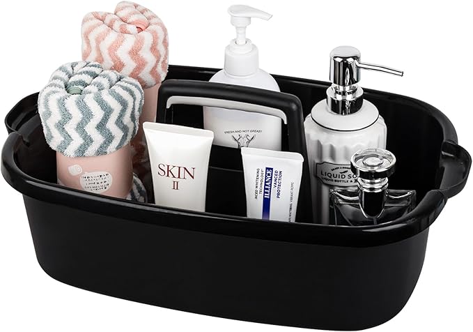 Large Cleaning Supplies Caddy Portable Shower Caddy Basket Black by JiatuA