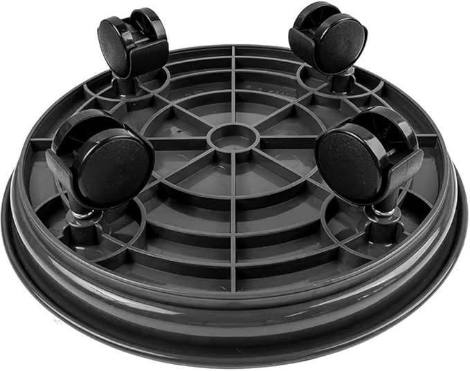2 Pack Plant Caddy with Wheels,Round Potted Rolling Plant Stand with Wheels Heavy Duty Flower Pot Rack on Rollers Dolly Trolley Saucer Tray Pallet with Universal Wheels (14inch, Black)
