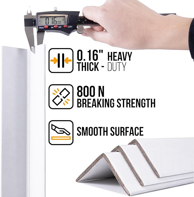 24" x 2" x 2" Reinforced Cardboard Edge Protectors, White (Pack of 48) – 0.16" Thick Heavy-Duty Cardboard Corner Protectors for Shipping – American Quality V-Board Pallet Edge Protectors
