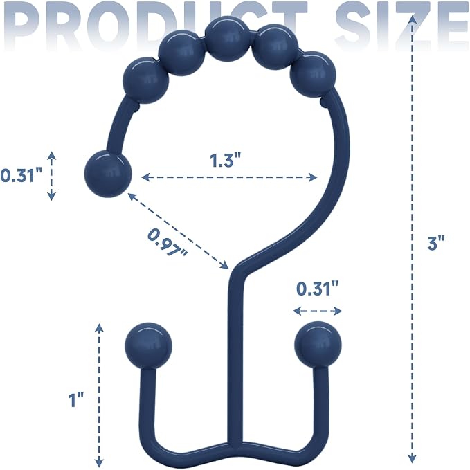 Titanker Shower Curtain Hooks Rings, Rust-Resistant Metal Double Glide Shower - Image 6