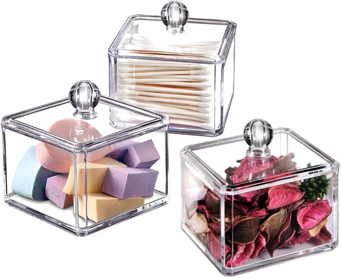 Square Acrylic Cotton Ball Pads Gauze Swab Holder Organizer Q-tip Dispenser - Image 5