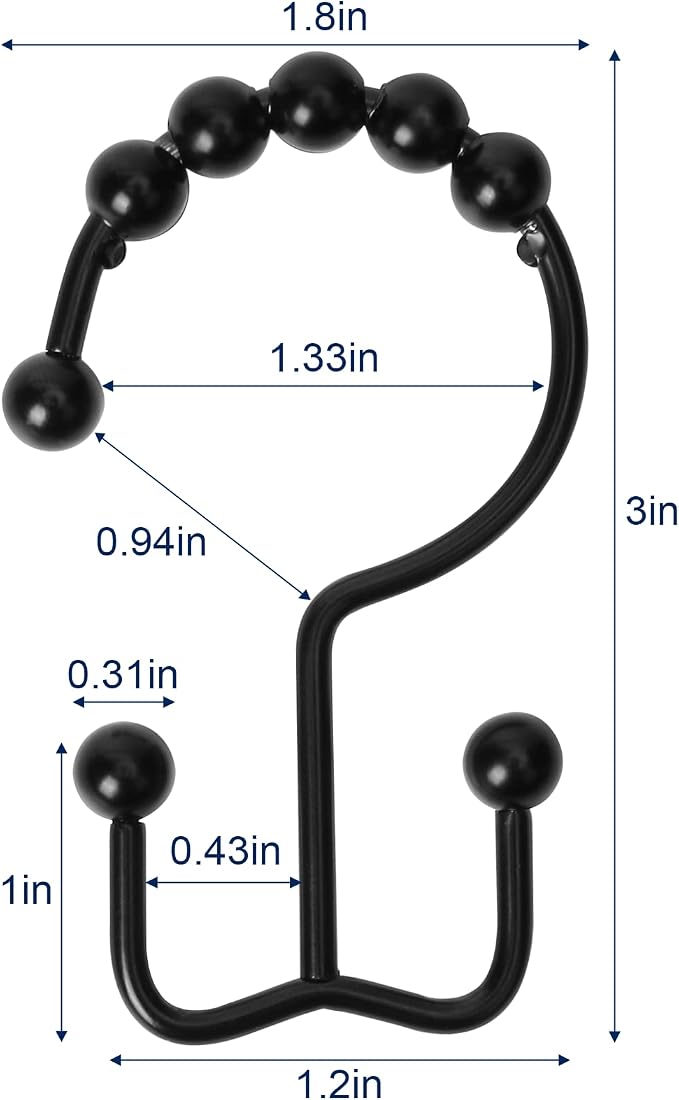 Gidse Shower Curtain Hooks, Sturdy Stainless Steel Double Sided Shower Hooks - Image 7