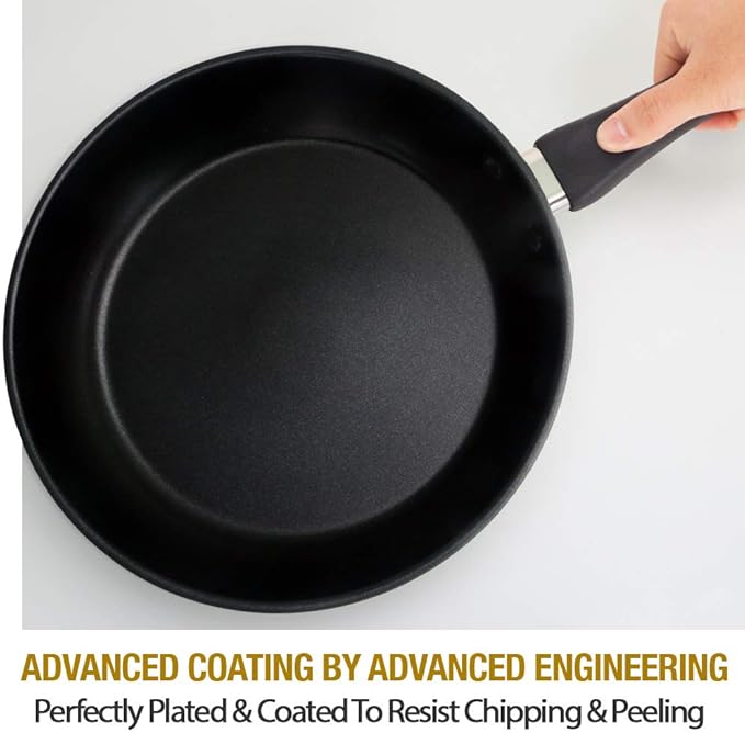 HOMICHEF 11 Inch Nonstick Frying Pan and Skillet - The Ultimate Omelet Pan with Glass Lid, Nickel Free Stainless Steel, Induction Compatible & Vented Cover