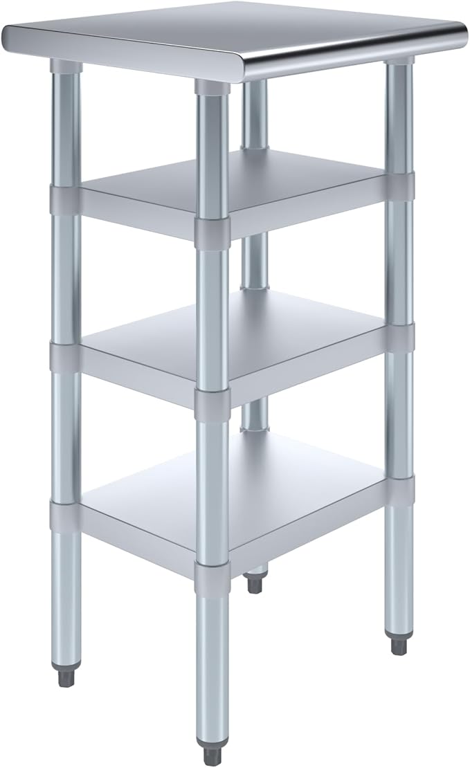 18 in. x 18 in. Stainless Steel Work Table with Three Bottom Shelves | NSF Kitchen Prep Table | Utitly Metal Table