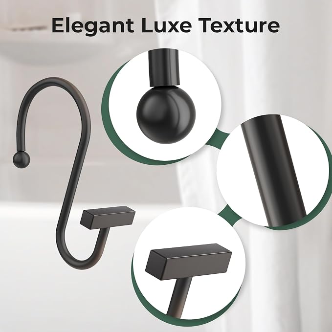 Bathway Shower Curtain Hooks, Shower Curtain Rings Rust Proof, T-Bar Design - Image 3