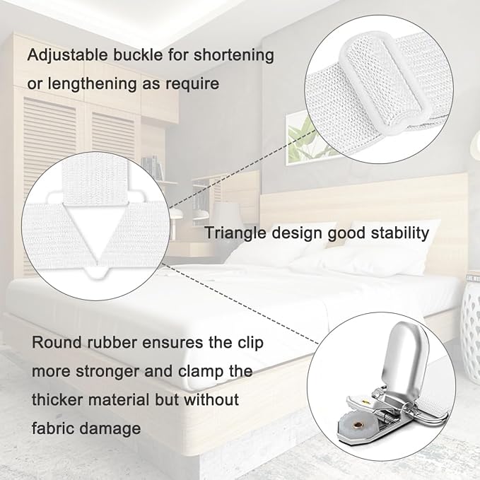 Bed Sheet Holder Straps, Heavy Duty Non Slip Sheet Clips, Fitted Sheet Holders - Image 3