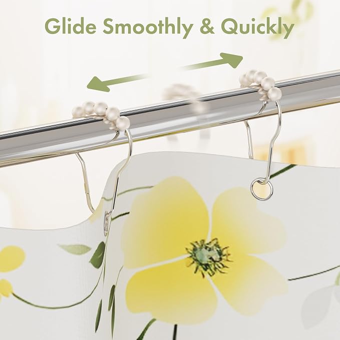 White Shower Curtain Hooks, Shower Curtain Hooks, Decorative Stainless Steel - Image 6