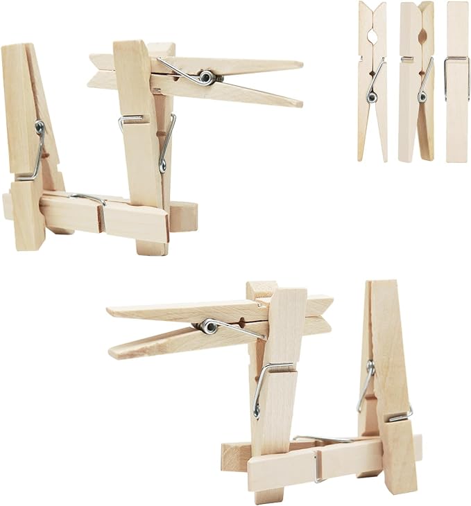 KTOJOY Wooden Clothes Pins, 50 Pack, 2.9 Inch, Large Natural Birchwood Rust - Image 4