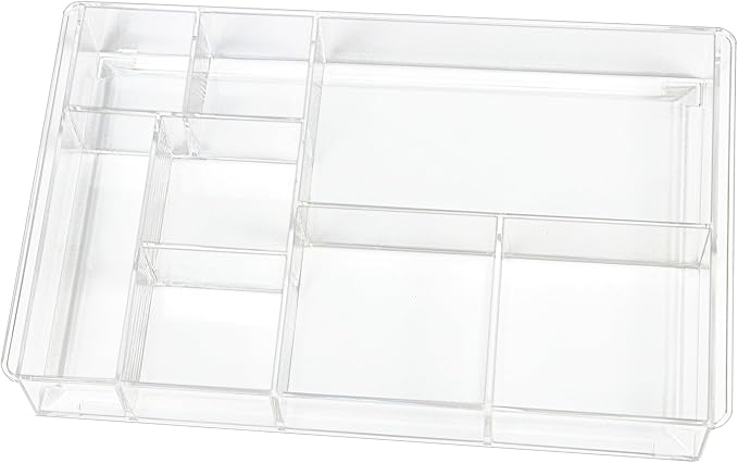 ZEXALOR 8-Section Clear Drawer Organizer, Large Acrylic Drawer Divider Tray by ZEXALOR