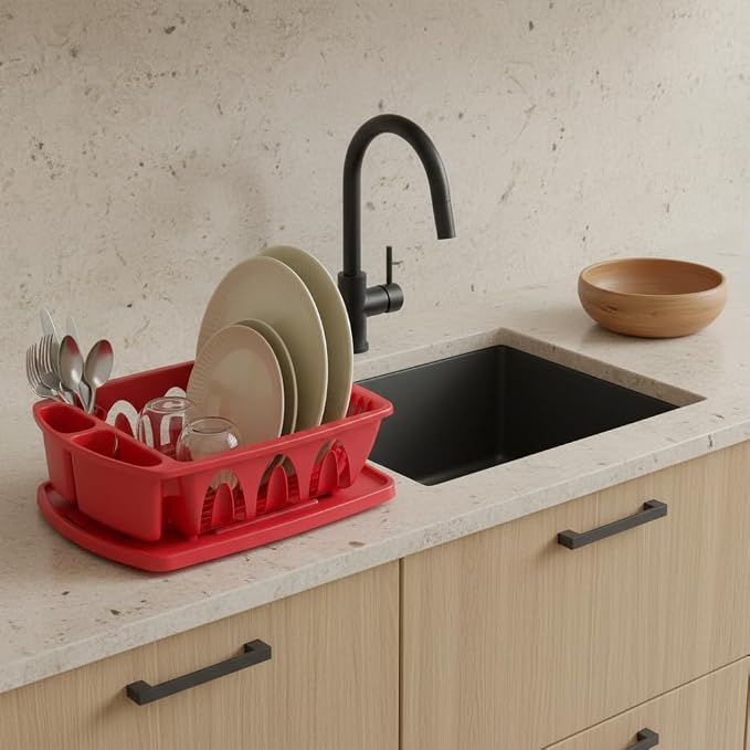 Tribello Sink Dish Drying Rack, Heavy Duty Hard Plastic Sink Set - Image 5