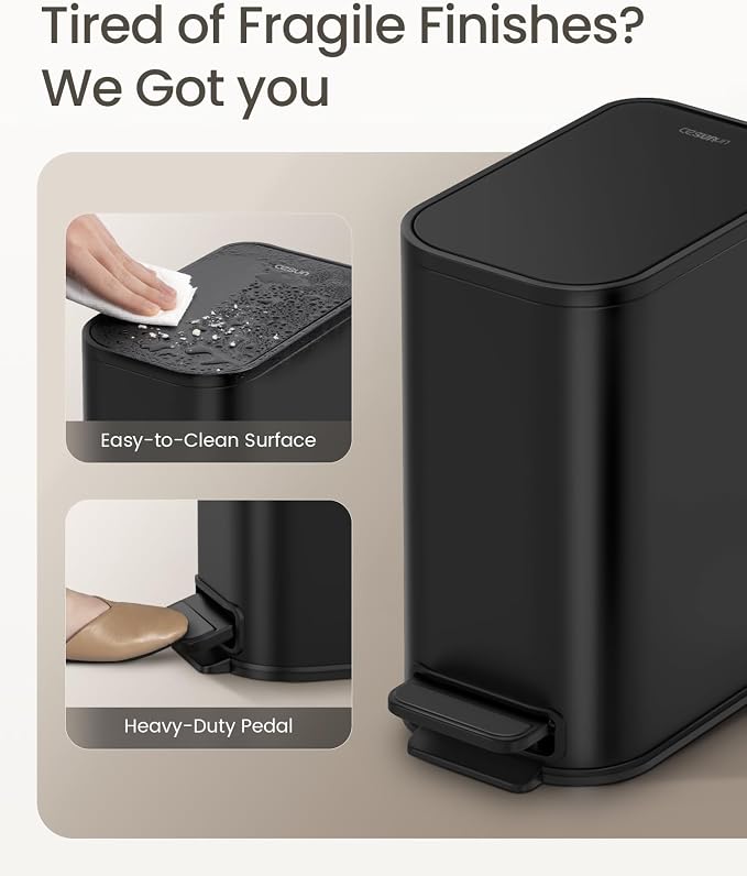 Cesun Small Black Bathroom Trash Can - Image 3