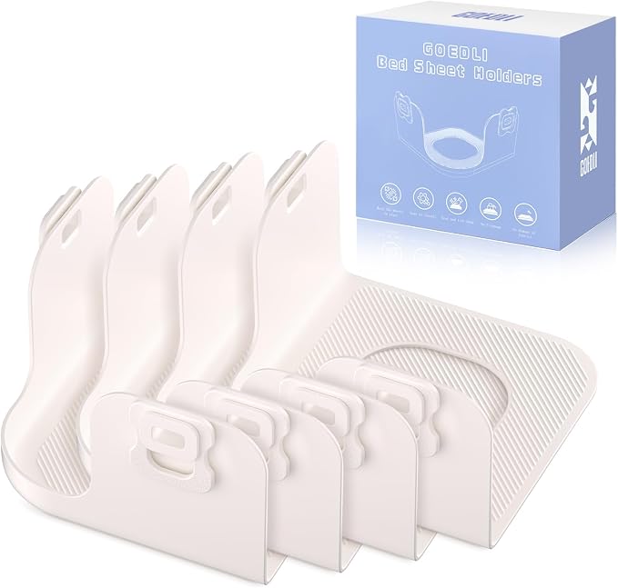 4PC-Bed Sheet Holders, Secure Bed Sheets, ABS Material, One-Time Installation | by Goedli