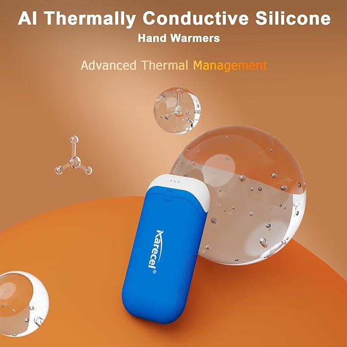 Karecel Heat-Conducting Silicone Rechargeable Hand Warmers 2 Pack, 10,000mAh Double-Sided Heating USB Electric Hand Warmers, Portable Pocket Heated Handwarmers, Hunting Essentials, Men Women Gifts