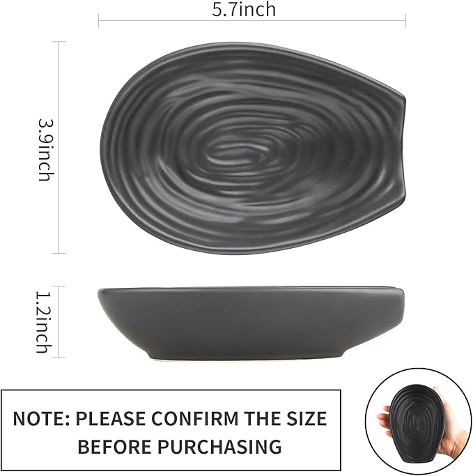 Hasense Spoon Rest for Kitchen Countertop and Stove Top, Stable Heat-resistant Spoon Holder for Home Kitchen Coffee Bar Cooking, Matte Black Utensil Rest for Spatula Ladles Tongs, 2 PCS