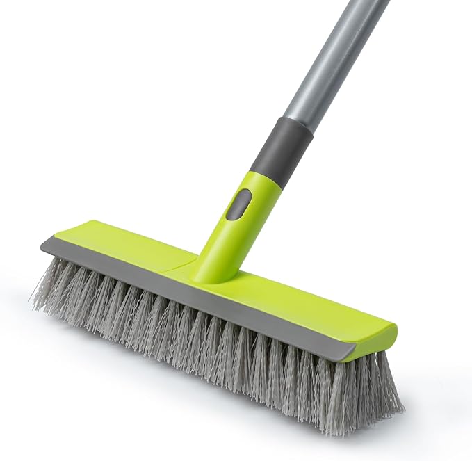 Floor Scrub Brush with 57" Long Handle, 2 in 1 Scrape and Deck Brush Floor by TrueYee