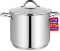 Stainless Steel Stockpot with Tempered Glass Lid 20 Quart, Durable 18/0 Stainless Steel, Impact-Bonded Base for Even Heating, Riveted Handles, Oven & All Stove Compatible, Safe Up To 500°F (260°C)