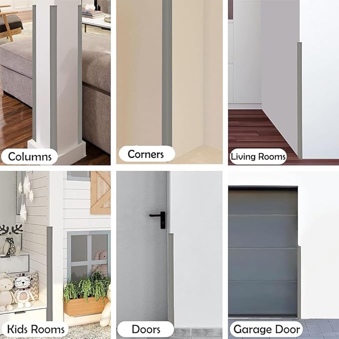Colorful Rubber Wall Corner Guard Edge Protector,Anti-Collision Strip, Self-Adhesive Wall Guards, Safety Edge & Corner Guards, Length 3.28 ft,White