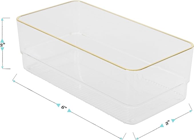 Martha Stewart Kerry Plastic Stackable Office Desk Drawer Organizers, 6 Pack - Image 7