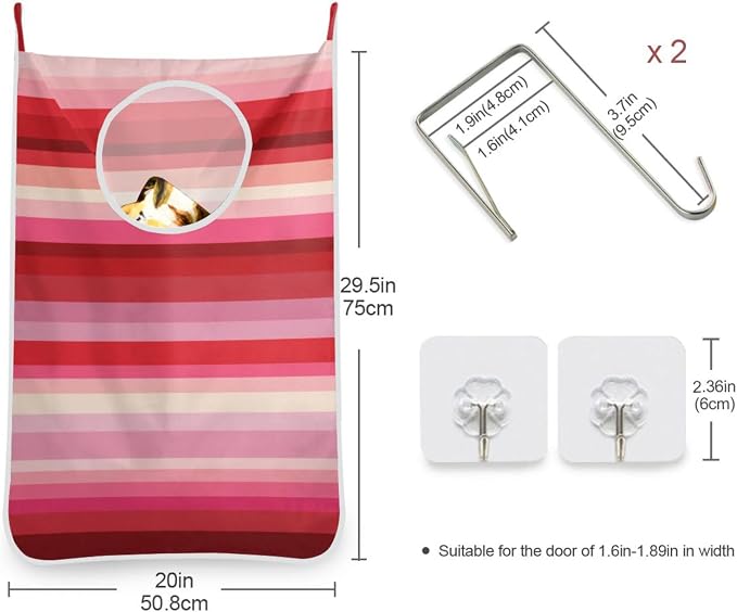 1PC Hanging Laundry Hamper Bag Over the Door Laundry Hamper Wall Hamper Large - Image 3