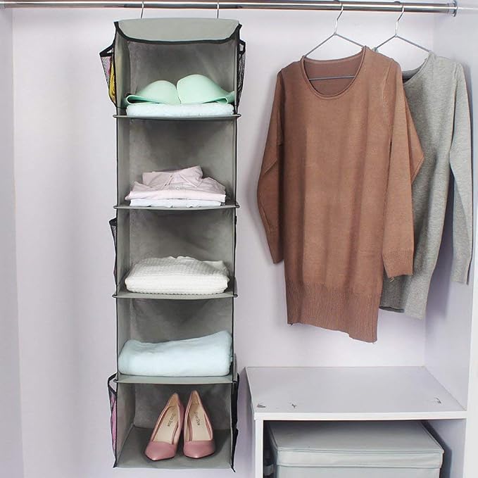 5 Shelves Hanging Closet Organizer, 2 Pack Hanging Storage - Image 2