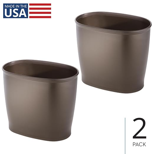 iDesign Slim Plastic Bathroom Trash Can, Bronze | Small Garbage Bin, - Image 2