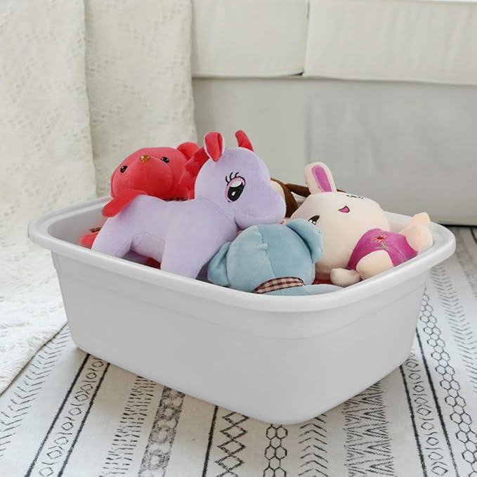 3-pack 18 Quart Dish Pan Wash Basin, Large Dish Tub, White