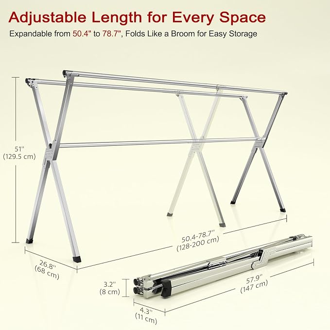 Clothes Drying Rack, Heavy-Duty Folding Laundry Drying Rack - Image 2