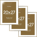 Homeforia 20x27 Picture Frame Bronze, High End Metal 20x27 Brass Poster Frames with Mat 16x24 Photo, 20 x 27 Frame Matted to 16 by 24 inch Print, 27by20 Thin Frames, Tempered Glass, Wall Kit, Set of 3