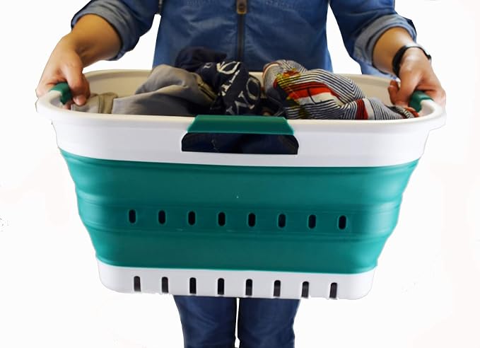 SAMMART 30L Collapsible 3 Handled Plastic Laundry Basket - Image 6