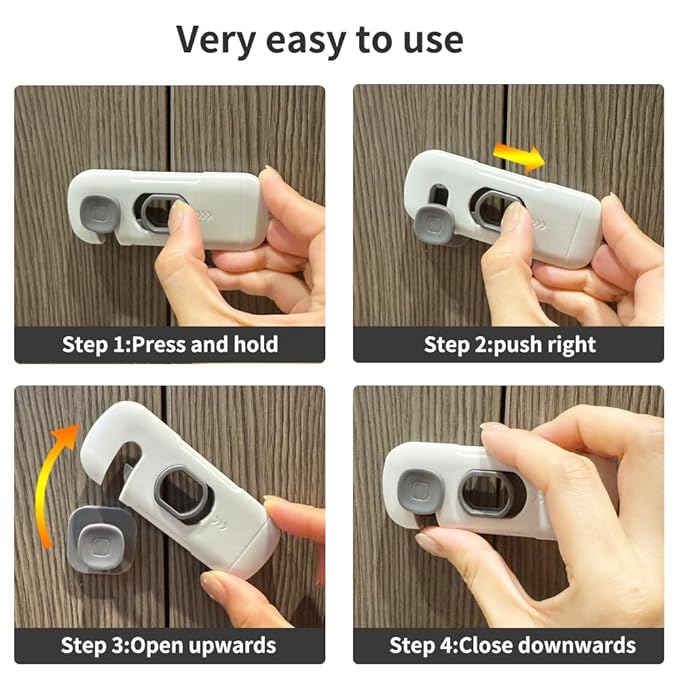 10Pack Child Proof Refrigerator Lock, Fridge Locks for Kids,with Adhesive,Child Safety Locks for Doors, RV Refrigerator, Oven Lock Child Safety Baby Cabinet Locks (Dark Gray, 10 Count (Pack of 1))
