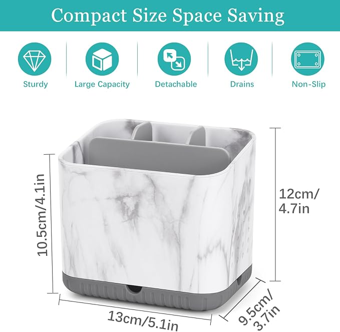 Toothbrush Holder for Bathrooms, Toothbrush Organizer | Easy To Clean, 4 Slots - Image 6