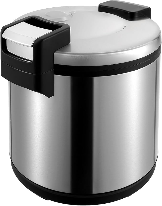 Commercial Rice Warmer, 110V 110W Large Stainless Steel Rice Cooker Warmer (Not a Cooker) 19L/20Qt Adjustable Temperature Warmers w/Non-Stick Inner Pot for Restaurants (19L / 20Qt Stainless Steel)