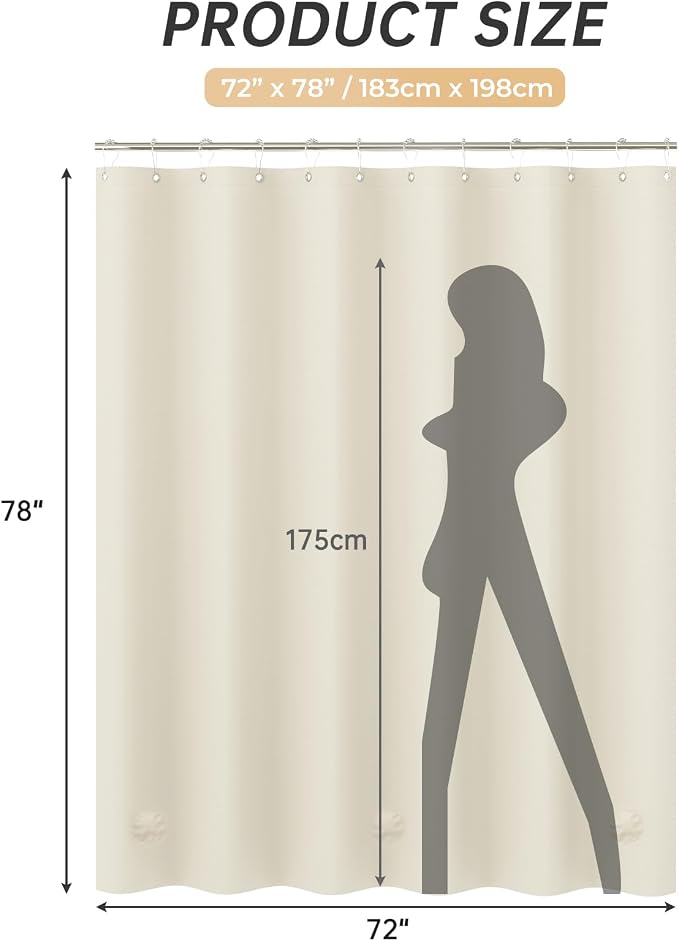 AmazerBath Plastic Shower Curtain Liner, 72 x 78 Inches PEVA Beige Shower - Image 2