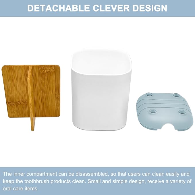 Toothbrush Holder with Bamboo Divider, Detachable - Image 3