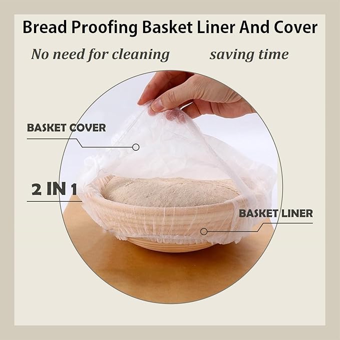 50 Pcs Banneton Liner,Banneton Bread Proofing Basket Non Woven Liners Non-Stick Dough,Bread Proofing Cover,Elastic Banneton Basket Liner,Sourdough Bread Baking Supplies