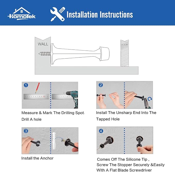 HOMOTEK 12 Pack Heavy Duty Solid Rigid Door Stop - Image 6