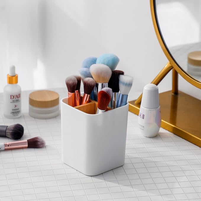 Bamboo Toothbrush Holder for Bathrooms Toothpaste Organizer - Image 4