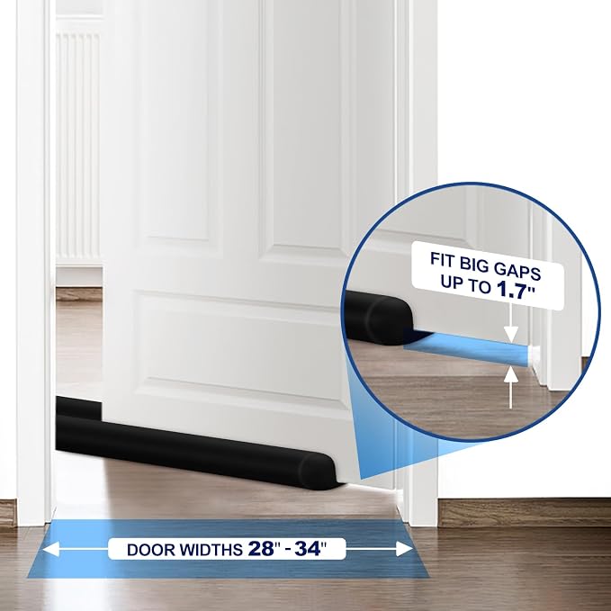 MAXTID Door Draft Stopper for Bottom of Doors Large Door Sweep 34" Black | - Image 4