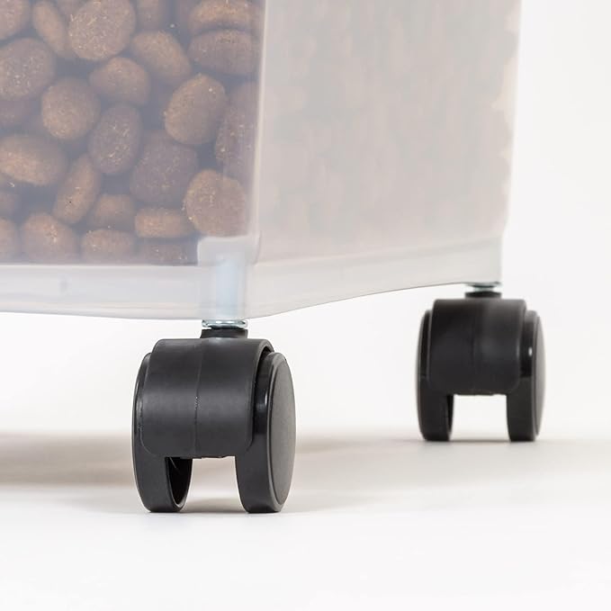 Amazon Basics Airtight Dog Food Storage Container with Scoop and Wheels, 69 QT, Gray