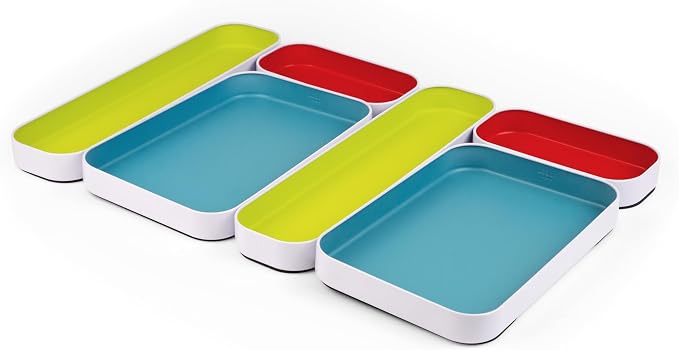 Three by Three Seattle Metal Drawer Organizer Tray Set, 6-Pc | Colorful by ThreebyThreeSeattle