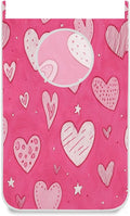 Hot Pink Hearts Stars Hanging Laundry Hamper Door Hampers Bag Basket by Tatenale