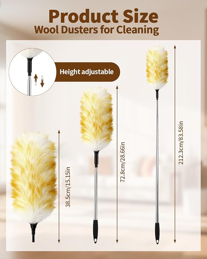 Extendable Wool Duster, 18-48 Inch Long Handle Duster - Image 2