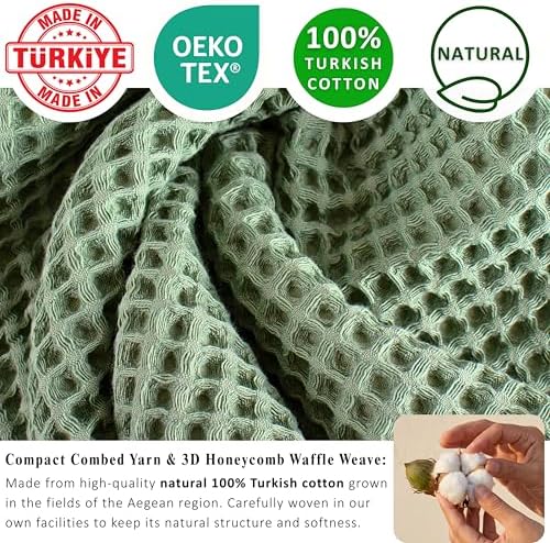 PÜSKÜL Natural 100% Turkish Cotton Waffle Bath Towels Set of 2, Extra-Large - Image 3
