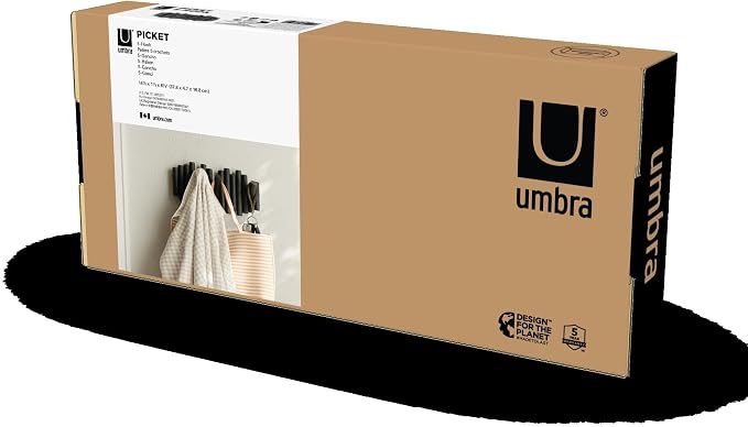 Umbra Picket Coat Rack, Wall Mount 5 Flip-Down Coat Hooks - Image 8