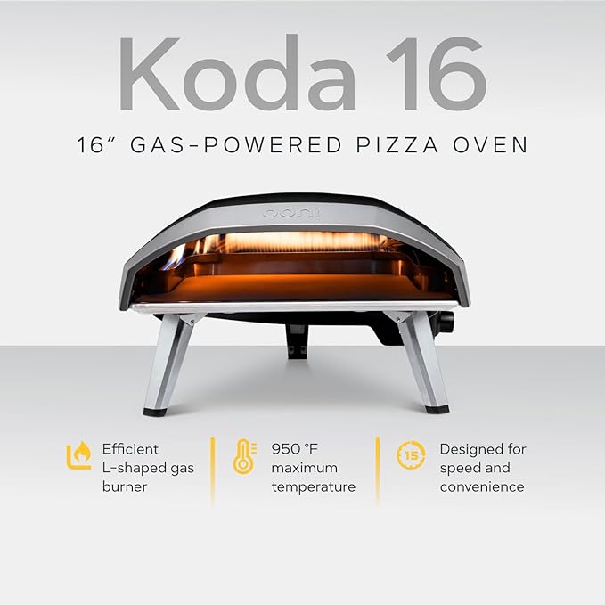 Ooni Koda 16 Natural Gas Pizza Oven – 28mbar Natural Gas Outdoor Oven, Makes 16 Inch Pizzas