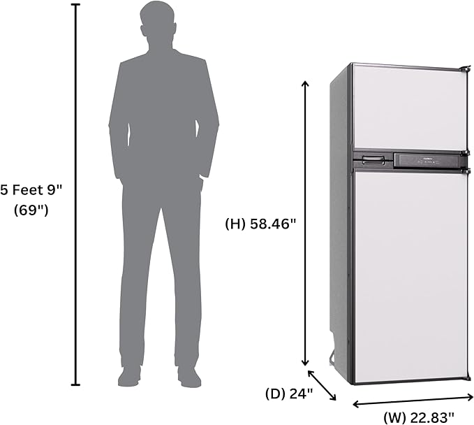 Conserv 12V DC 10 cu.ft. Built-in Top Freezer Energy Efficient Refrigerator – for RVs, Camper Vans, Tiny Homes & Off-Grid Living with LED Light, Lock, Adjustable Shelves, Reversible Door